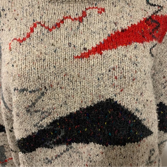Vinatage 90s Concret Sweater Abstract Acrylic Wool - Picture 3 of 4